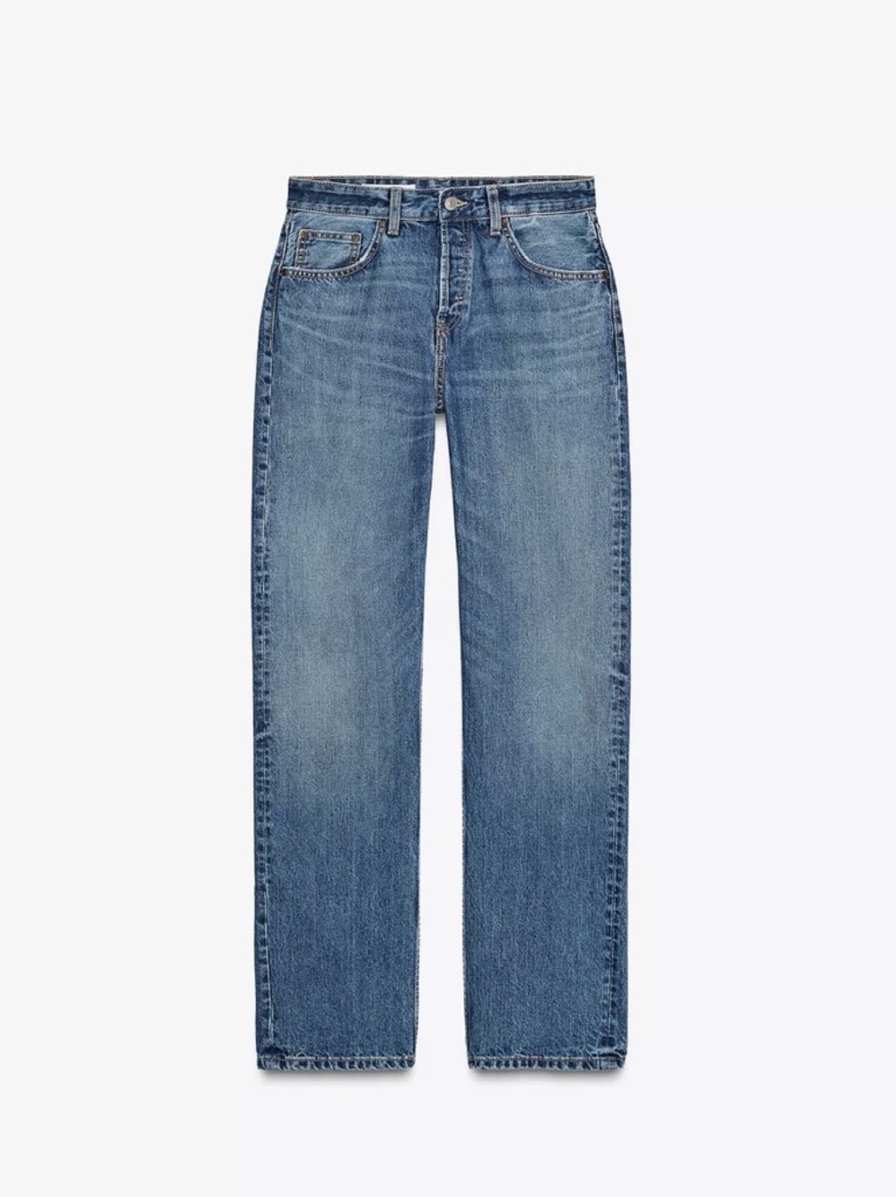 #269 Zara Women’s  Straight-Leg Denim Jeans in Medium Blue. Excellent Condition